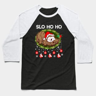 Christmas Sloth Santa Slo HO HO Baseball T-Shirt